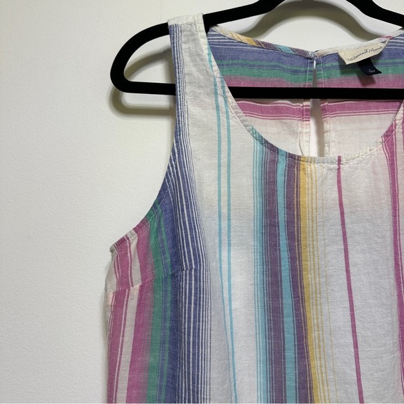 Universal Thread Linen Blend Striped Tank Top | Sleeveless Summer Scoop Neck - Picture 3 of 9